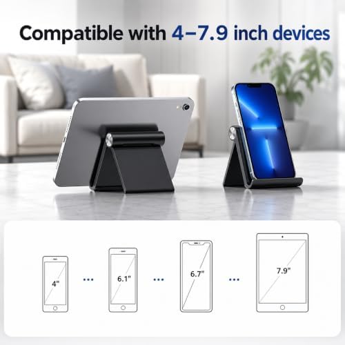 Foldable Phone & Tablet Stand for Desk, Adjustable Portable Phone Holder for Smartphones & Mini Tablets, Non-Slip Design (Christmas Red) - Image 4