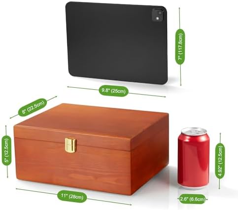 DRASTAR Wooden Keepsake Box, Large Storage Box with a Hinged Lid, Memory treasure box for Crafts and Photo Storage - Image 3