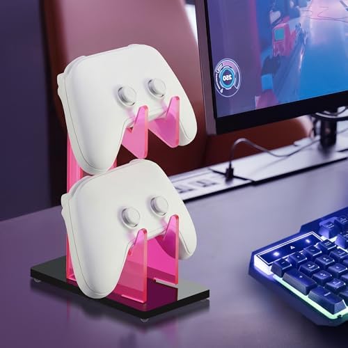 NiHome Rose Pink Acrylic 2-Tier Universal Game Controller Headset Holder Stand for PS5 Xbox ONE Switch Colorful Controller Stand Gaming Accessories Anti-Slip Stable Acrylic Clear Headphone Holder - Image 5