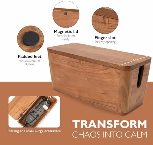Extra Large Cable Management Box, Power Strip & Cord Hider, Desk Organizer - Image 3