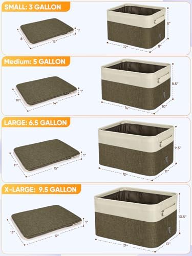 BALEINE 4 Pack Fabric Closet Storage Bins for Shelves, Linen Closet Organizers and Storage, Decorative Baskets for Organizing, Shelf, Clothes, Home, Office (Brown, 12"x8"x8") - Image 2