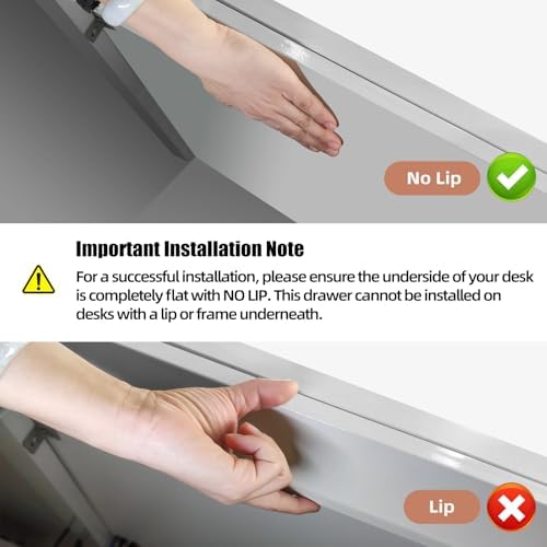 2Pcs Under Desk Storage Drawers Slide Out,Large&Medium,Stick On Drawers,Under Desk Organizer Hidden Under Table Drawer for Home Office School Organization and Storage-Clear White - Image 3