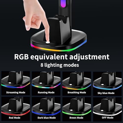 PS5 Controller Charging Dock with RGB Headphone Stand | 2-in-1 Dual USB Fast Charging Station for PS5 Controllers | RGB LED Gaming Headset Stand & Multi-Functional Gaming Accessories - Image 4