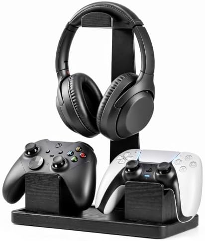 Solid Wood Metal Controller Stand with Modular Storage for Game Room Desk by HUMANCOZY