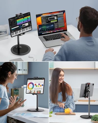 SAIJI iPad Stand for Desk - Height Adjustable & Weighted Base Phone Holder - Image 5