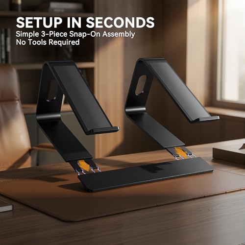 SOUNDANCE Laptop Stand, Aluminum Ergonomic Desk Riser, 10-15.6",Black - Image 6