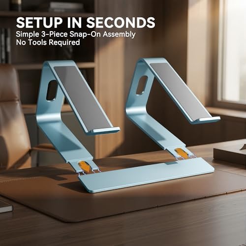 SOUNDANCE Laptop Stand, Aluminum Ergonomic Desk Riser, 10-15.6", Aquamarine - Image 6