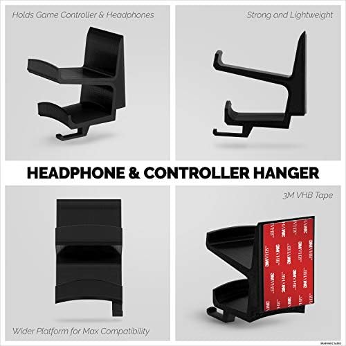 The STORIO - Gamepad Controller & Headphone Hanger Holder Stand - Designed for XBOX ONE, PS4, PS3, PS5, Dualshock, Switch, PC, Steelseries, Steam & More, Black by Brainwavz - Image 2