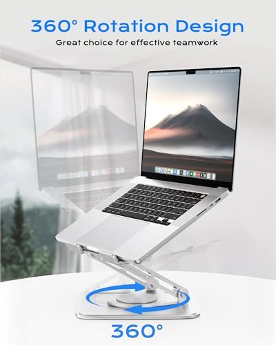 Adjustable Laptop Stand, Computer Stand with 360 Rotating Base - Image 2