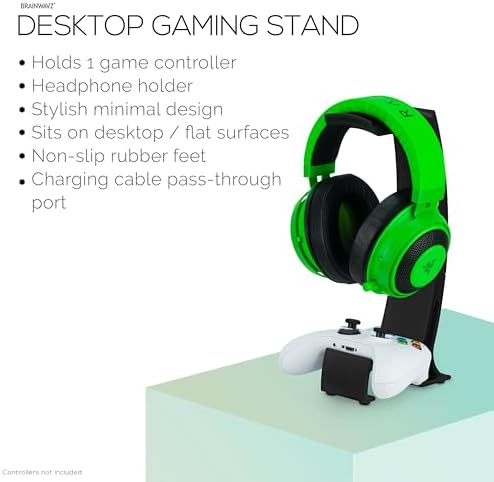 BRAINWAVZ Headphone Stand & Game Controller Holder – Sleek Headset Hanger & Gamepad Stand for Xbox, PlayStation, Legacy, Retro & More – (UGDS16) - Image 4