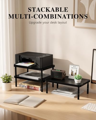 WALI Desk Organizer, 1 Tier Computer Monitor Stand for Desk, Desk Monitor Riser 3 Height Adjustable, Laptop Stand Underneath Storage for Office, Home, School Supplies, 1 Pack, Black - Image 5