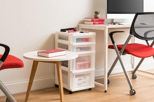 IRIS USA 4-Drawer Rolling Storage Cart, White/Clear - Image 2