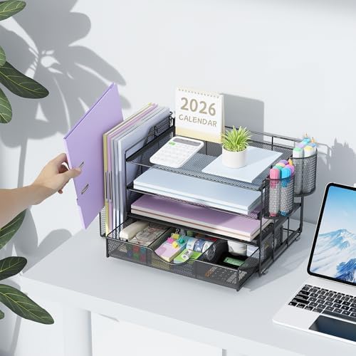 gianotter Metal Mesh Desk Organizers and Accessories with File Holder - Image 6