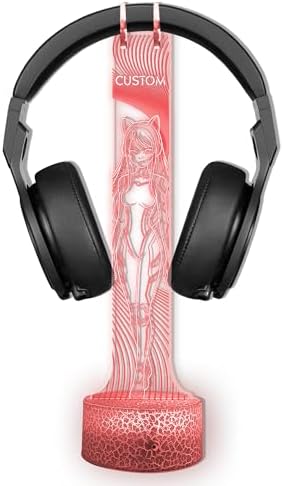 Custom LED Headphone Stand with Design, Personalized Gaming Desk for Men Boyfriend, Gaming Headset Holder RGB with 16 Color Lights Gifts for Cyberpunk Anime Gamer, Light up Headphone Stand - Image 6