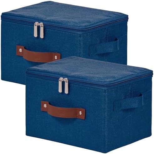 2PCS Storage Bins with Zipper Lids Decorative Lidded Basket Box by VinneGenzz