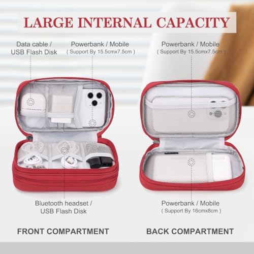 FYY Electronic Organizer, Travel Tech Pouch Bag, Cable Organizer Red - Image 3
