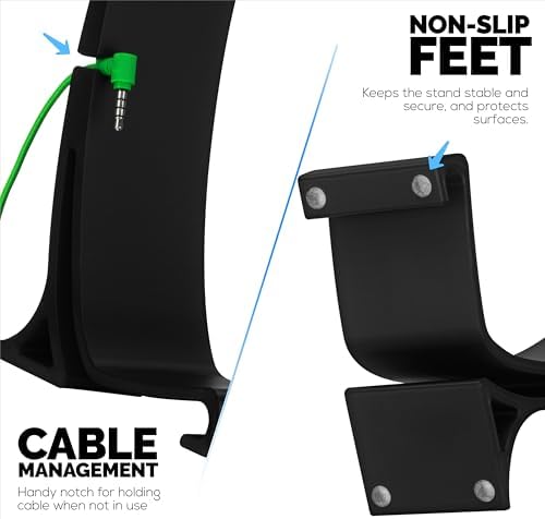 BRAINWAVZ Desktop Headphone Stand - Curved Hanger with Non-Slip Base & Cable Management- Compatible with SteelSeries, Sennheiser, Razer, Bose, Sony & More – (HP037) - Image 6