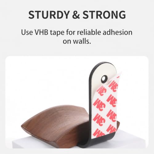 Walnut Wood Headphone Wall Mount, Wide Curved Headband Support (2 Pack) - Image 4