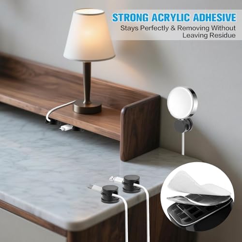 6PC Cord Organizer Holder for Desk, New 360° Rotatable Spring Cable Clips - Image 4