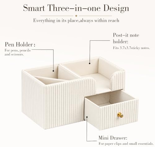 Desk Organizer with Drawer,Pencil Pen Holder for Desk,Sticky Note Holder - Image 3