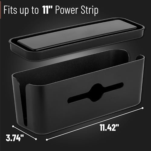 Bates- Cable Management Box, Small, Cable Organizer Box, Cord Organizer Box, Cable Box Organizer, Cord Management Box, Cord Hider Box, Cord Box for Wires on Floor, Power Strip Cover Box Baby Proof - Image 3