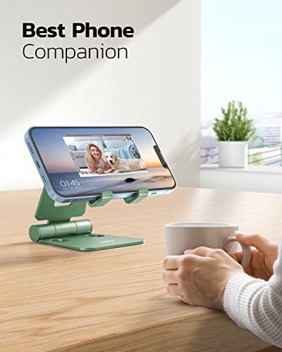 Nulaxy Full Aluminum Dual Folding Cell Phone Stand for Desk, Green - Image 6