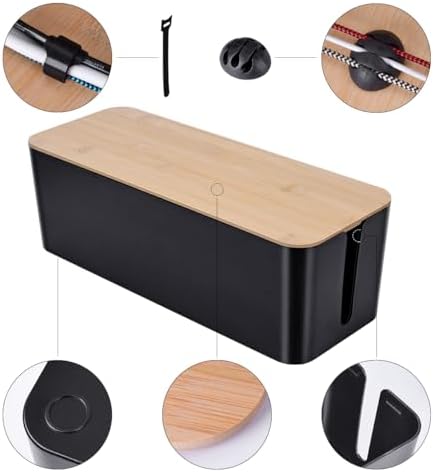 Naeety 2Pack Cable Management Box,Wooden Style Cord Organizer Cord Hide Box - Image 5