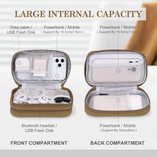 FYY Electronic Organizer, Travel Tech Pouch Bag, Cable Organizer Brown - Image 3