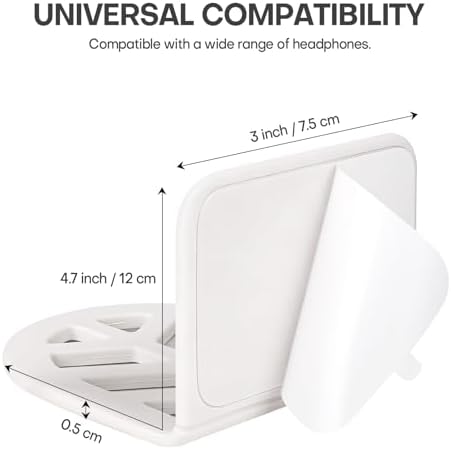Wall Mount Headphone Stand, 2-in-1 Bendable Silicone Controller Holder, Adhesive Under Desk Hook for Gaming Office & Home, Fits All Headphones for PS5 Xbox Controllers - 1 Pack (Black/White) - Image 3
