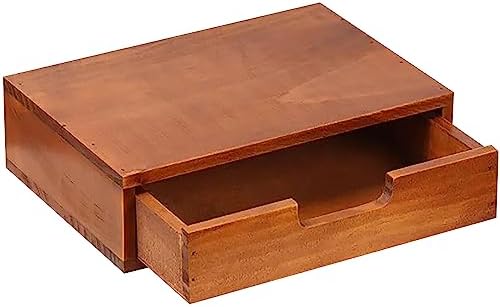 Single Drawer Desktop Storage Organizer in a Modern Wood Design (9.8”x6.9”x 2.8”) Wooden Stackable Drawer Unit - Single Monitor Riser (1-Pack) by Woodaholic