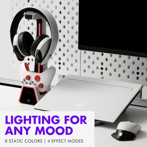 Gaming Headset and Controller Stand | Premium PS5 Accessories (Clean Space with Charging Station) Headphone and Controller Holder for Desk, PlayStation 5, Xbox Game, - Image 3