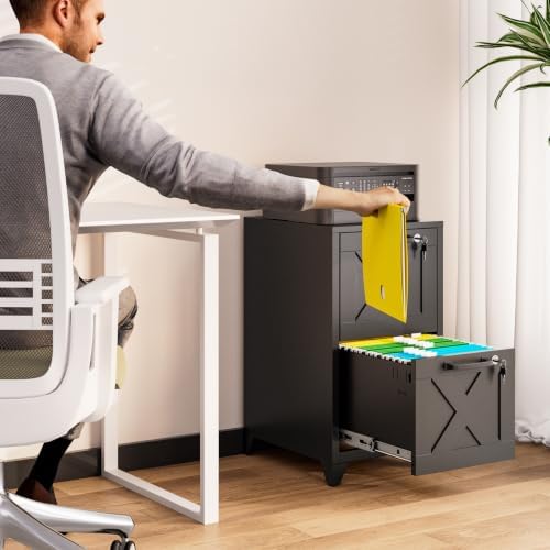 File Cabinet with Lock Vertical Filing Storage Cabinet Office Home Steel for Letter Size File Cabinet Locked,Assembly Required - Image 2