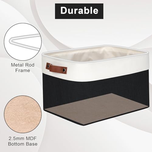 Storage Bins Large Fabric Storage Baskets for Shelves 3 Pack, Decorative Linen Closet Baskets with Handles for Organizing, Shelf, Clothes, Home, Office, 15x11x9.5Inches (Black&White) - Image 4
