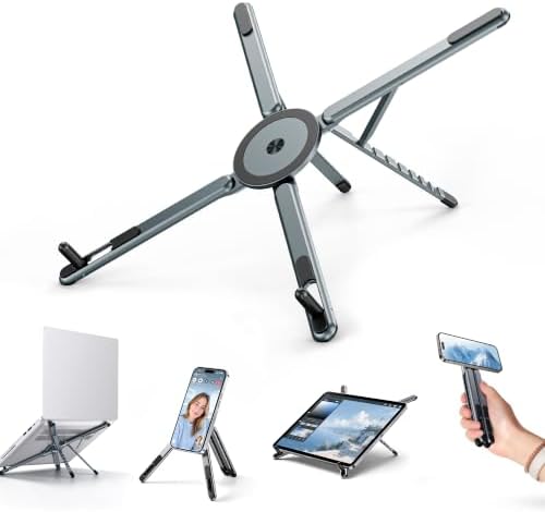 Portable Laptop Stand, 3-in-1 Magnetic Foldable Adjustable, for Desk（Gray） by Boneruy