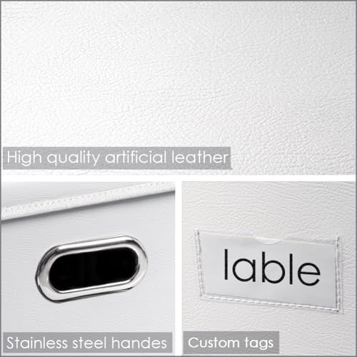 Leather Foldable Storage Boxes with Lids,Closet Storage Bins 15L - Image 3