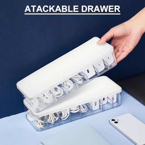 Tatuo Cord Organizer Box with Lid, Clear, White, 1 Pack - Image 4