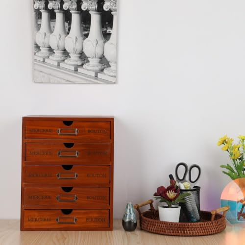 Small Wooden Drawers Wooden Box with Drawer, Brown 5 Wood Drawer - Image 2