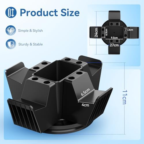 KDD Controller Organizer for Desktop - 360°Rotatable Controller Holder with Storage Box - Universal Stand for 4 Controllers, Desk Organizer for Switch Remote Control Pen Gamer Accessories - Image 4