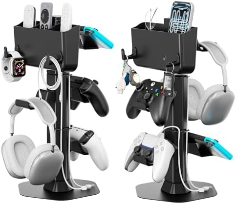 Headphone and Controller stand, Headphone Stand for Desk, PS5/PS4/Xbox/Switch Game Controller Holder, Gaming Headset Stand with Storage Box and Two Hooks for Remote Control Watch, Sega Genesis Consoles by Unknown