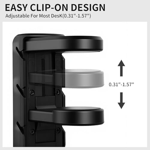 Premium Headset Stand & Gaming Headphone & Controller Holder - 360° Adjustable Under Desk Hook with Cable Management, Black - Perfect Desk & PC Accessories - Image 6