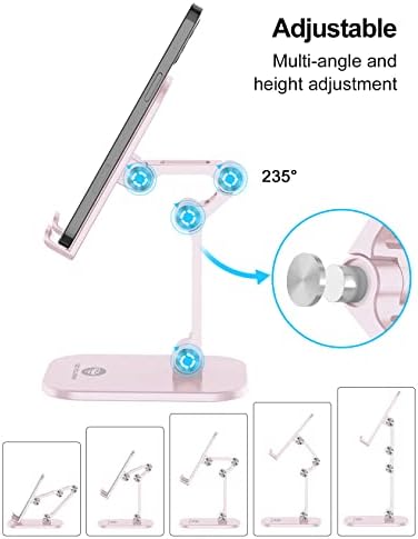 Phone Stand for Desk, Foldable Cell Phone Stand Holder, Pink - Image 2