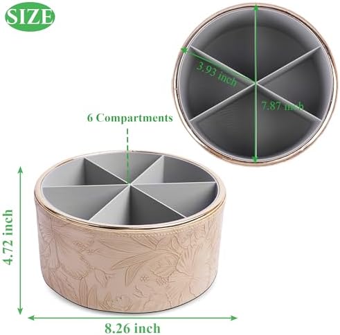 Remote Control Holder, 360°Spinning PU Leather Desk TV Remote Caddy,Desk Storage Box Room Accessories for Controller, Media,Mail,Calculator, Mobile Phone,Pencil(1B-Golden Apricot) - Image 2