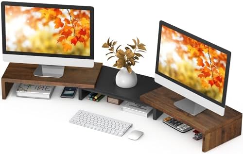 TAVR Dual Monitor Stand Riser, Wooden Computer Monitor Stand for 2 Monitors by TAVRFurniture