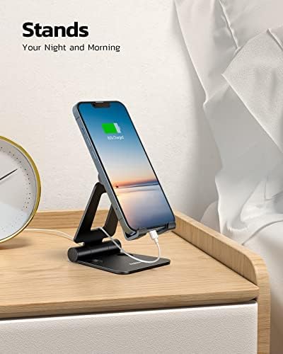 Nulaxy Full Aluminum Dual Folding Cell Phone Stand for Desk, Black - Image 2