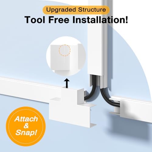 Delamu 157in Cord Hider Wall, TV Cable Hider Cord Covers for Wires on Wall, Large Cable Management Raceway, Paintable Wire Hiders Wire Covers for Cords for TV on Walls, 10 X L15.7 W1.18 H0.6in, White - Image 2