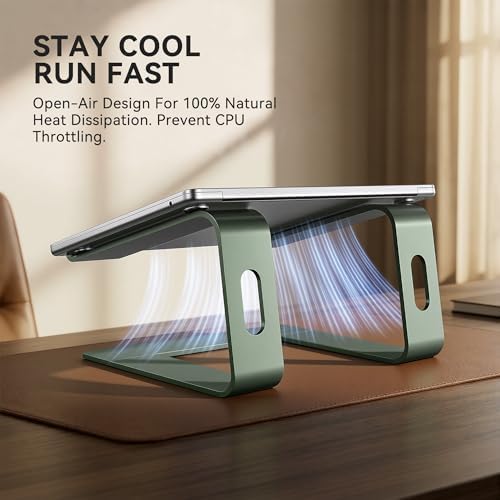 SOUNDANCE Laptop Stand, Aluminum Ergonomic Desk Riser, 10-15.6", Green - Image 2