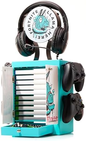Numskull Official Fortnite Gaming Accessory Locker & Storage Stand – Holds 10 Games/DVDs, 4 Controllers, Headset, and Accessories – Durable & Compact Organizer – For Fans of Game Merchandise - Image 6
