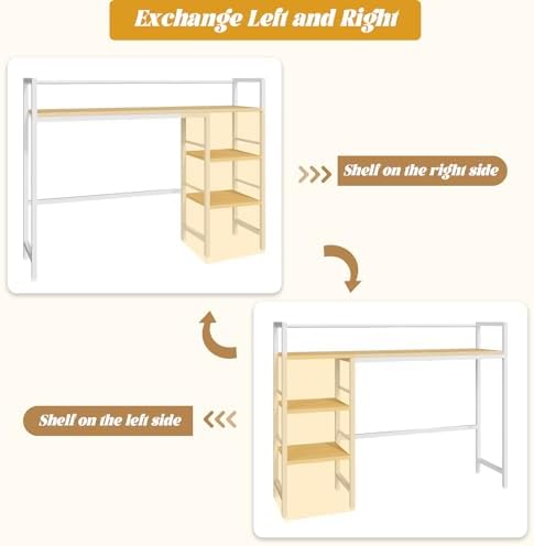 Desk Shelf, 38.6 Inch Wood Desk Organizer Shelf for Computer Monitor, Desk Hutch Storage, Desktop Shelf for Top of Desk, 3 Tier Desktop Bookshelf for Home Office Dorm, White - Image 6