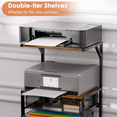Printer Stand with Storage, Rolling File Cabinet Cart with 2 Drawer - Image 5