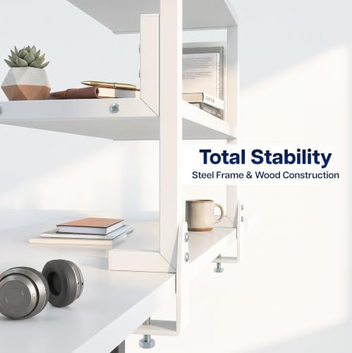 VIVO White Clamp-on 24 inch 2-Tier Desk Shelf, STAND-SHELF24C-W - Image 6